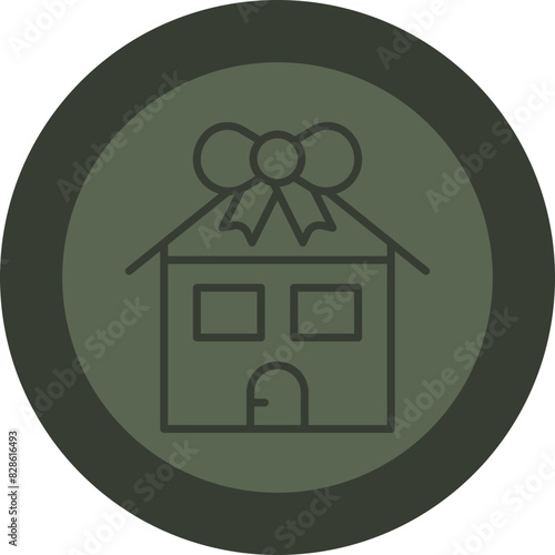House Line Green Circle Icon