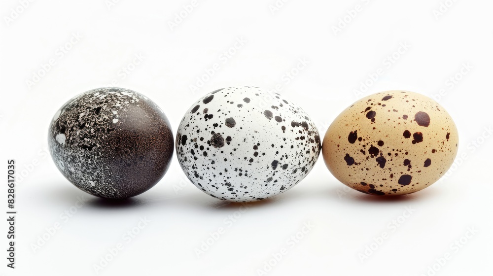 Quail Egg Set Against a White Background Quail Egg Set Against a White Background