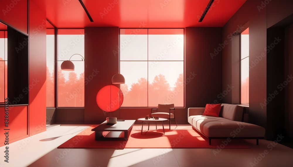 Photo interior modern design room 3D illustration
