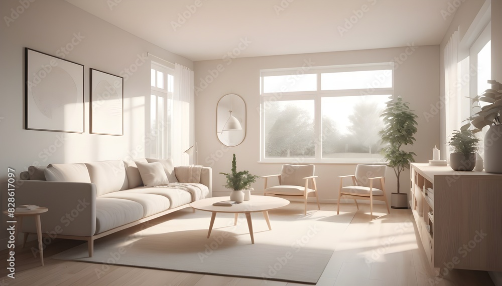 Fototapeta premium Photo interior modern design room 3D illustration