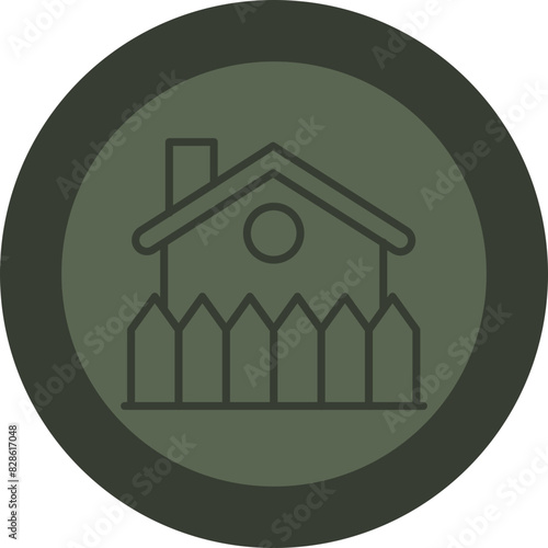 Fence Line Green Circle Icon