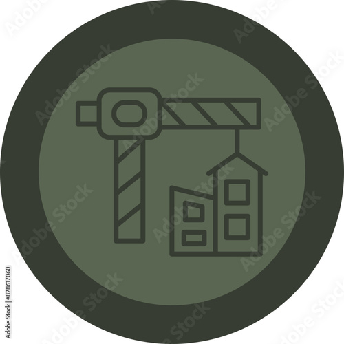 Construction Line Green Circle Icon