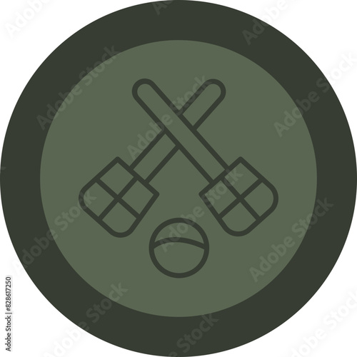 Broomball Line Green Circle Icon