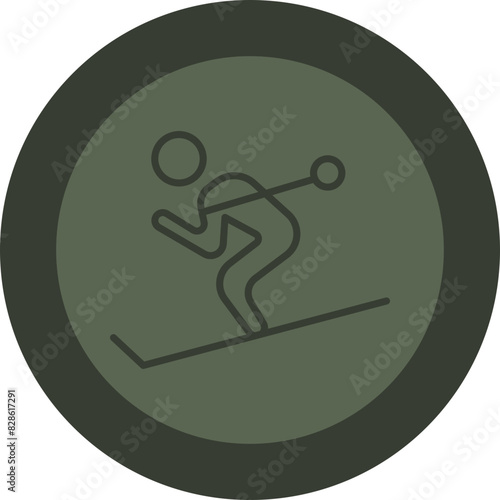 Cross cuntry Line Green Circle Icon