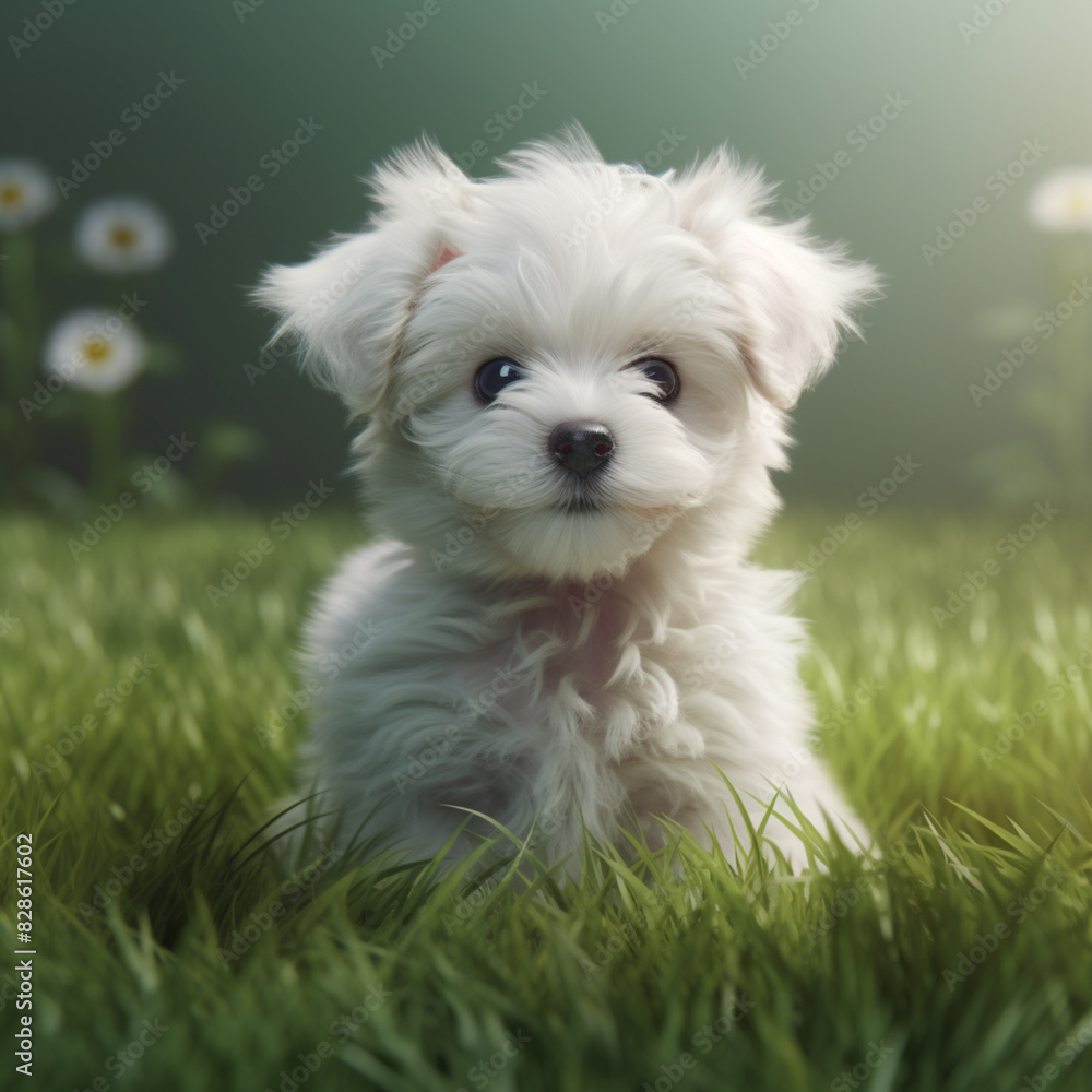 white miniature schnauzer puppy AI generated white miniature schnauzer puppy AI generated
