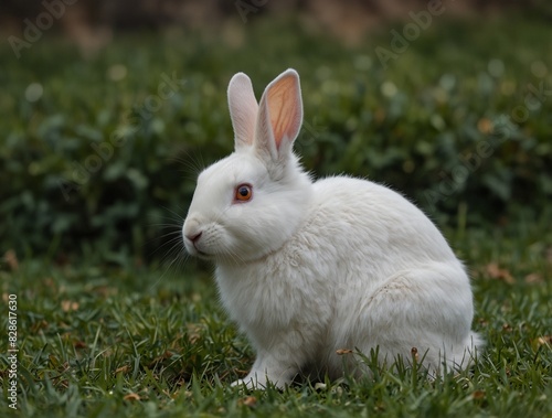 white rabbit on grass