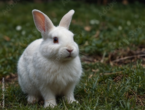 white rabbit on green grass