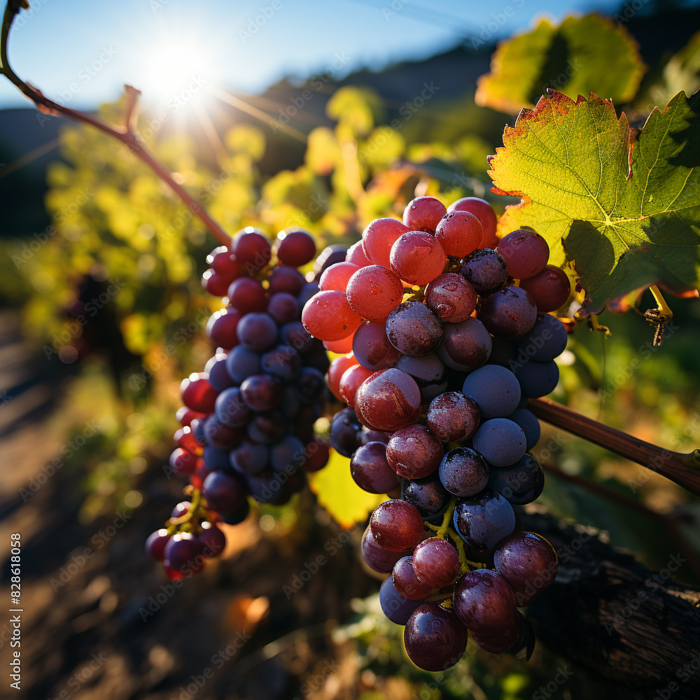 Naklejka premium grapes in vineyard generate by AI