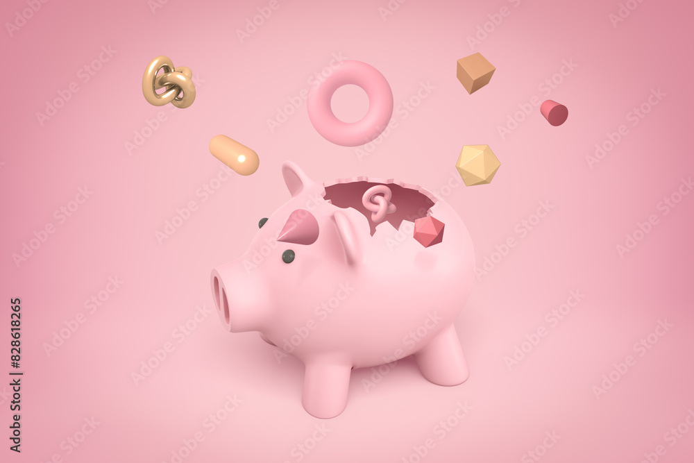 3d rendering of pink piggy bank on pink background 3d rendering of pink piggy bank on pink background
