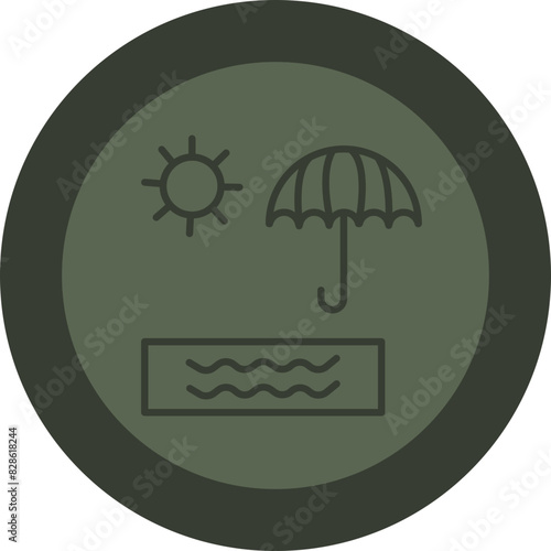 Beach Line Green Circle Icon