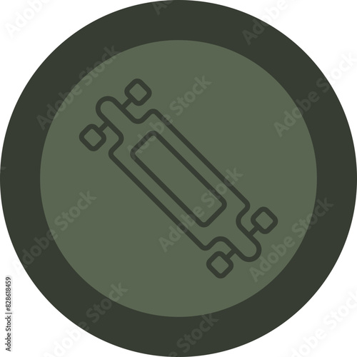 Longboard Line Green Circle Icon