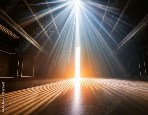 Digital Rays of Hope A soft ray of light with a subtle volumetric effect cuts through a dark website background, offering a touch of optimism in a balanced composition