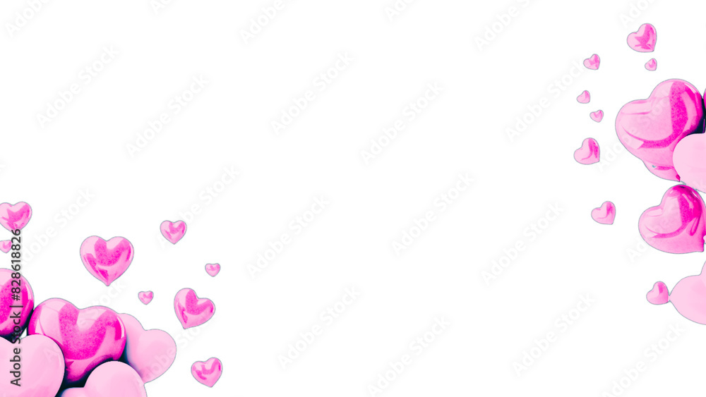 Pink heart-shaped balloons on a white background. Concept: love, celebration. Perfect for Valentine's Day cards, event decorations, romantic invitations, and festive designs. For businesses in greetin Pink heart-shaped balloons on a white background. Concept: love, celebration. Perfect for Valentine's Day cards, event decorations, romantic invitations, and festive designs. For businesses in greetin