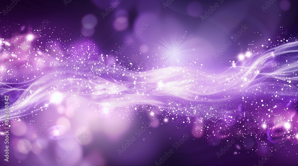 Fototapeta premium A luminous purple and silver background with sparkles.