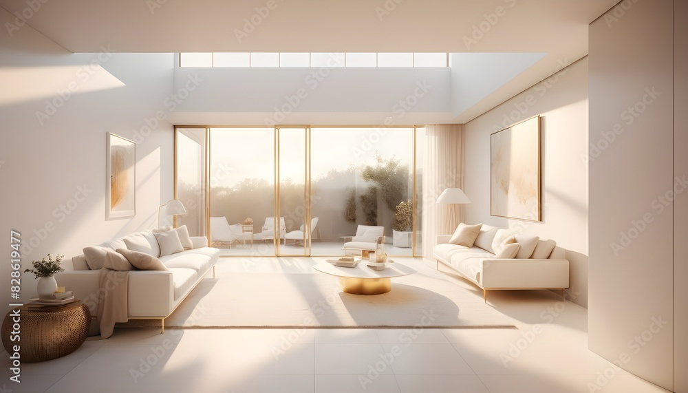 Photo interior modern design room 3D illustration Photo interior modern design room 3D illustration