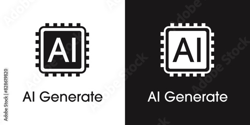 Generate AI icon. Artificial intelligence and Machine learning technology concept. AI enters by command prompt to generate ideas. Chat with AI. UI UX design, Vector illustration.