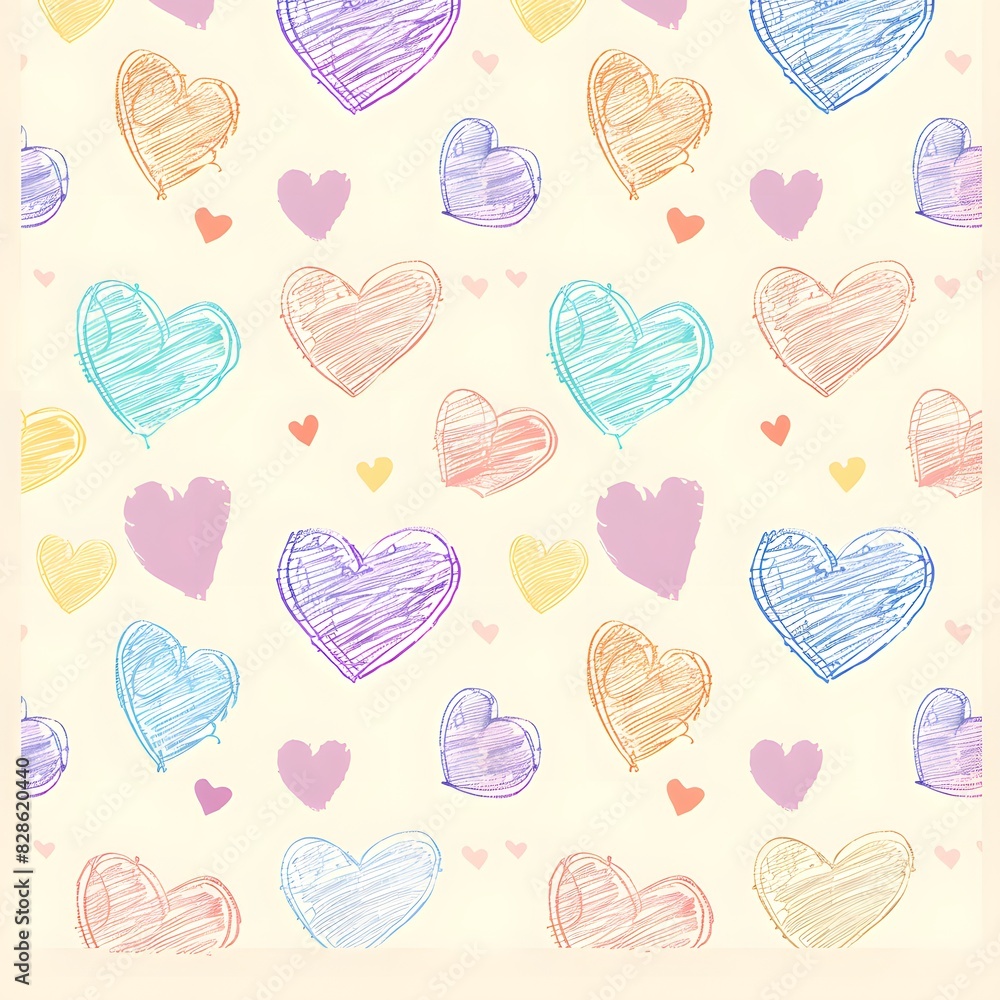 Watercolor pattern with hearts Watercolor pattern with hearts