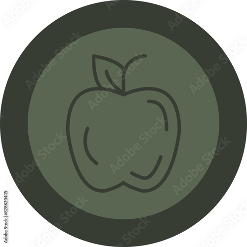 Apple Line Green Circle Icon