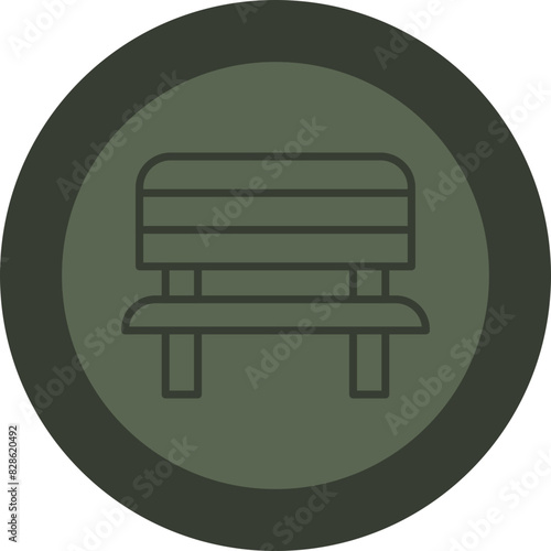 Bench Line Green Circle Icon