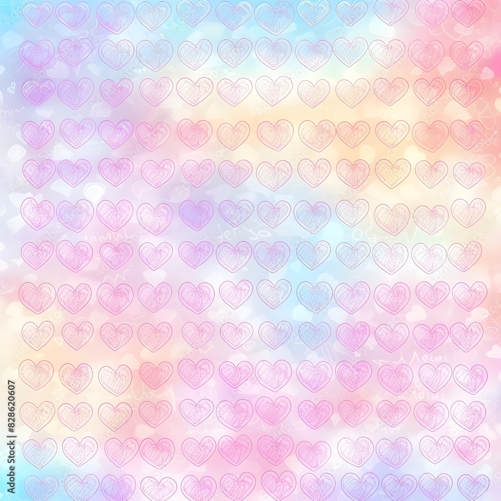 Watercolor pattern with hearts Watercolor pattern with hearts