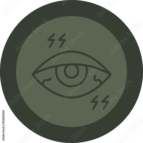 Painful Eye Line Green Circle Icon