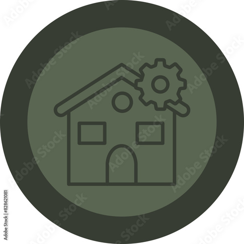 Home Line Green Circle Icon