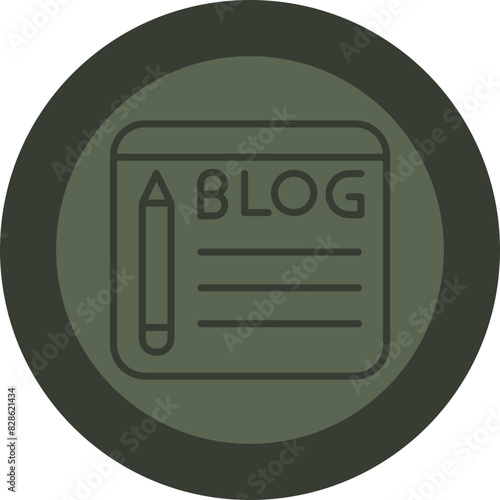 Blogging Line Green Circle Icon