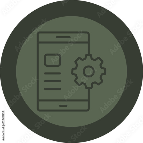 Mobile Marketing Line Green Circle Icon