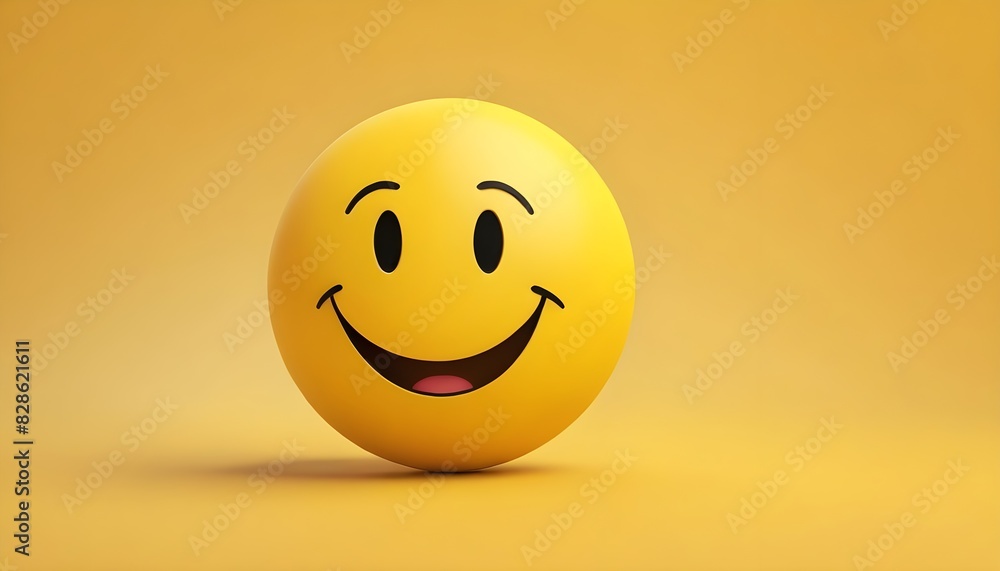 © Kh - Yellow smiley face emoji on a yellow background © Kh - Yellow smiley face emoji on a yellow background