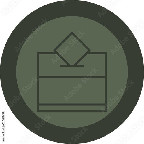 Vote Line Green Circle Icon