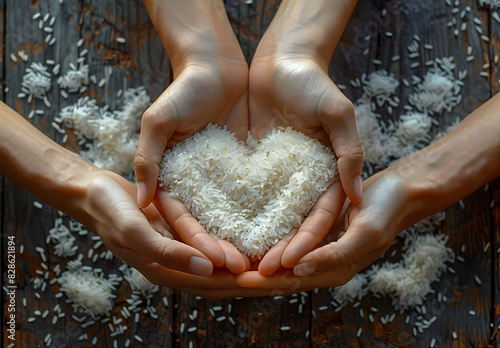 Hands Shaping Rice into a L A Rural Farming Lifestyle Emphasizing Whole Grains photo