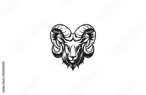 Head goat logo style icon design template flat vector