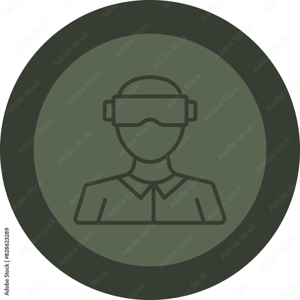 Virual Reality Line Green Circle Icon Virual Reality Line Green Circle Icon