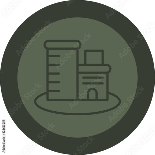 Cityscape Line Green Circle Icon