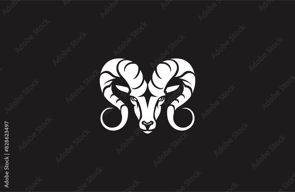 Head goat logo style icon design template flat vector Head goat logo style icon design template flat vector