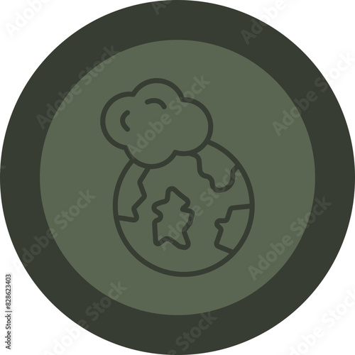 Earth Line Green Circle Icon