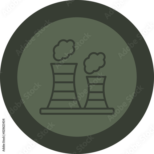 Pollution Line Green Circle Icon