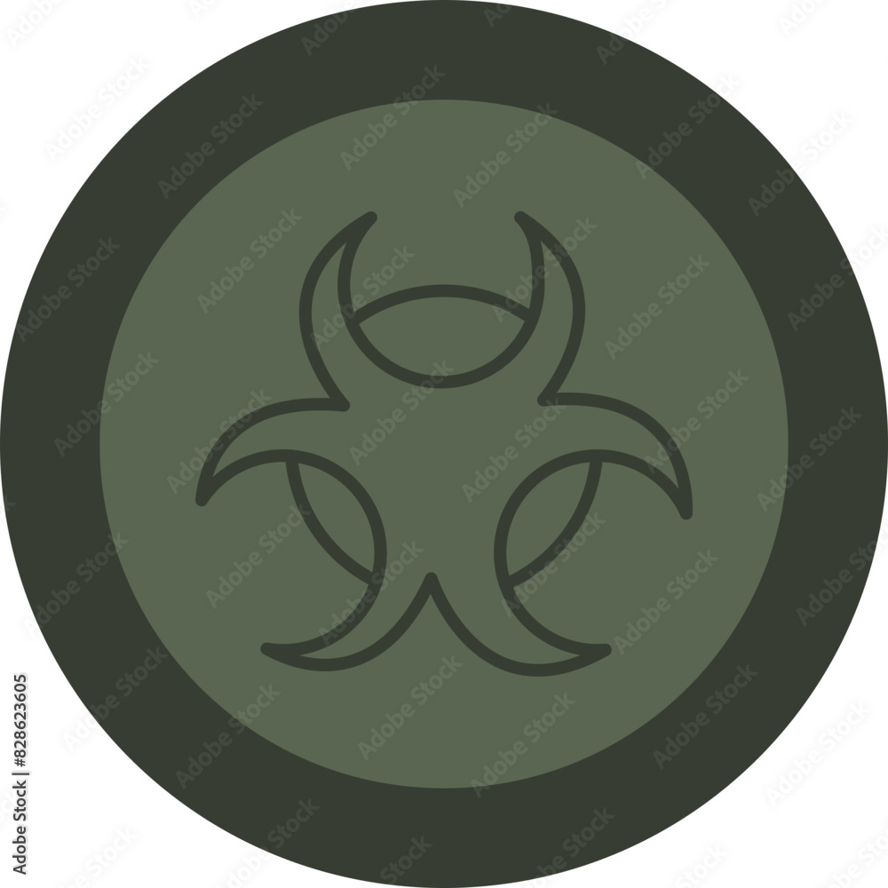 Biohazard Line Green Circle Icon Biohazard Line Green Circle Icon