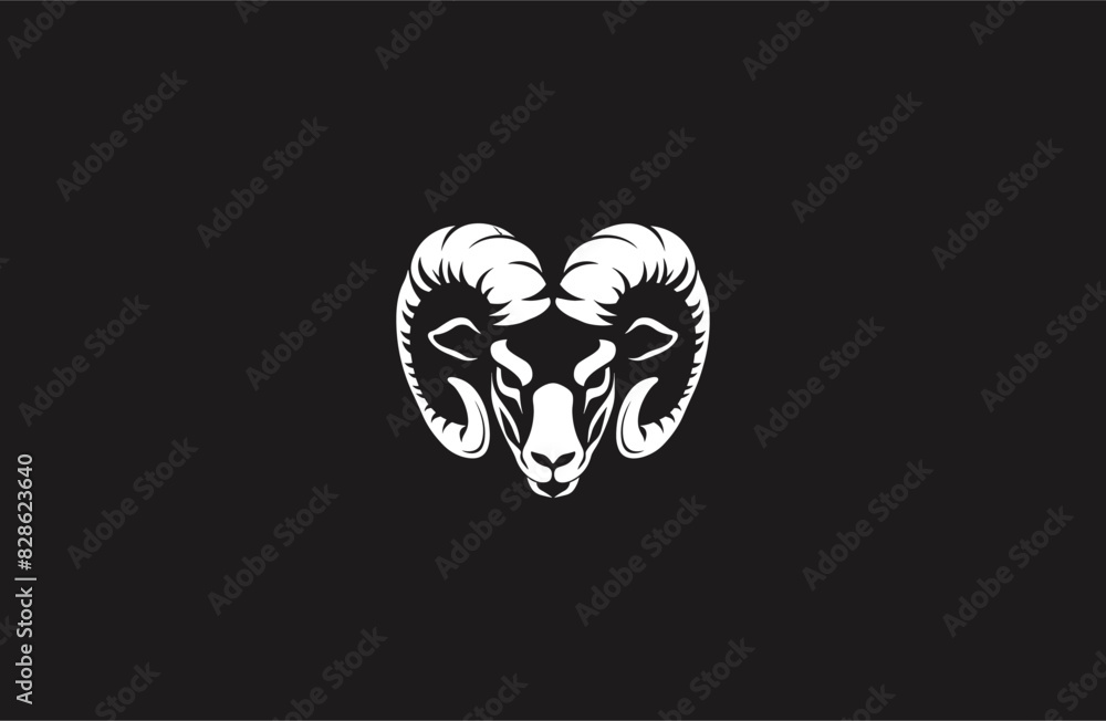 Naklejka premium Head goat logo style icon design template flat vector