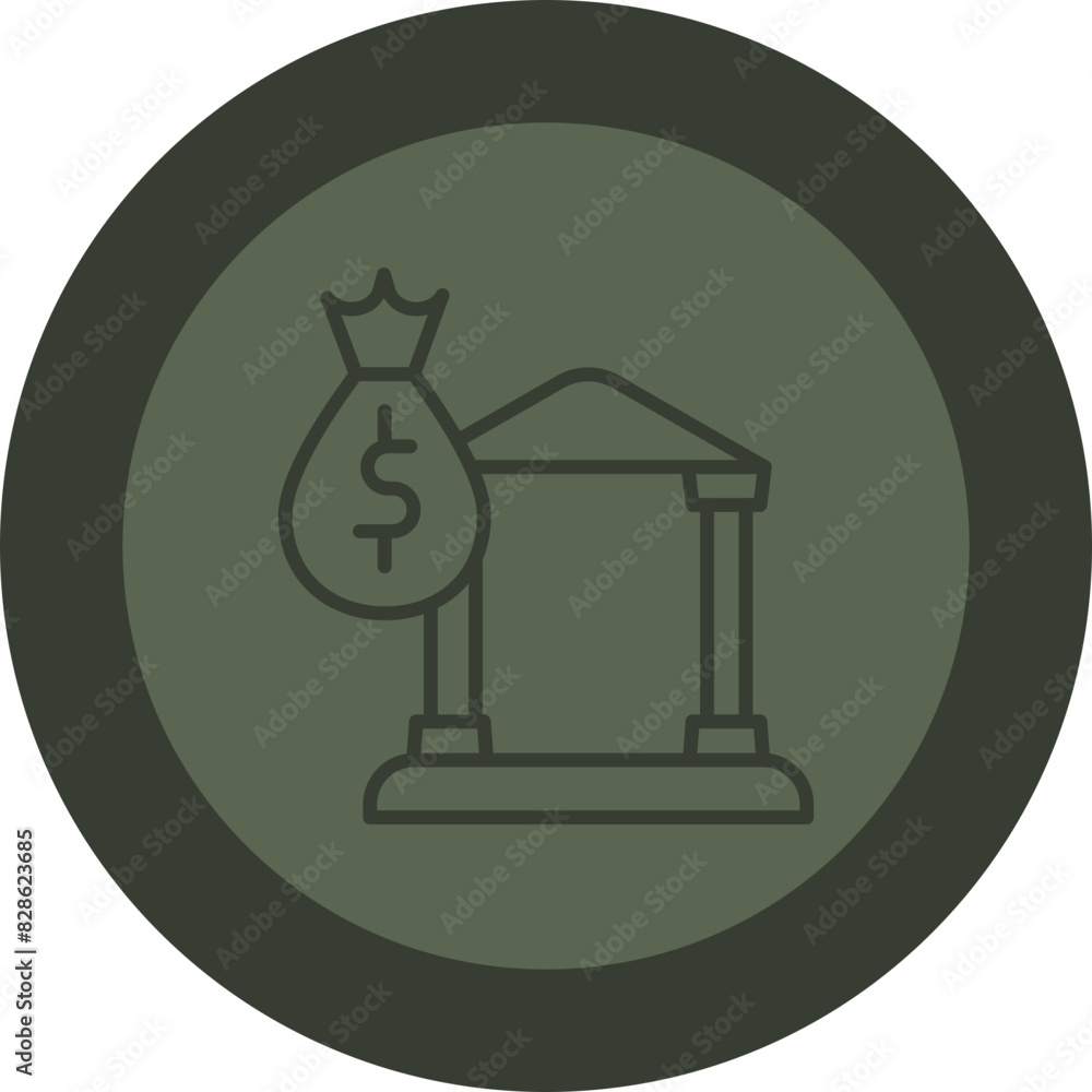 Banking Line Green Circle Icon