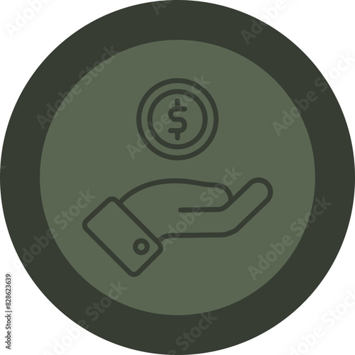 Loan Line Green Circle Icon
