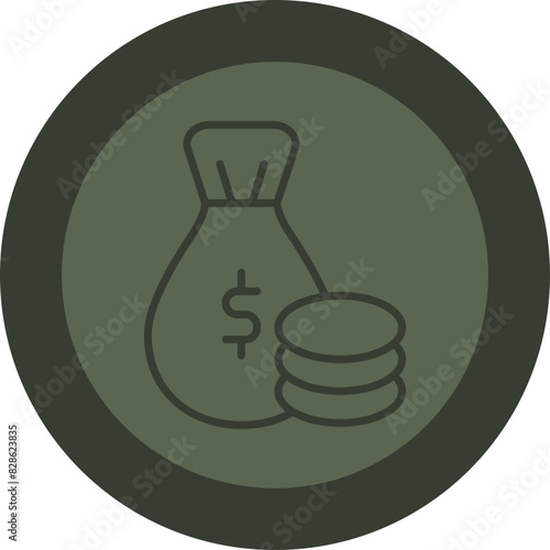 Income Line Green Circle Icon