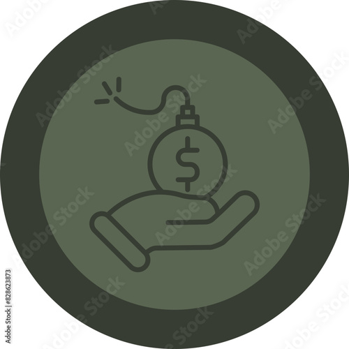 Debt Line Green Circle Icon