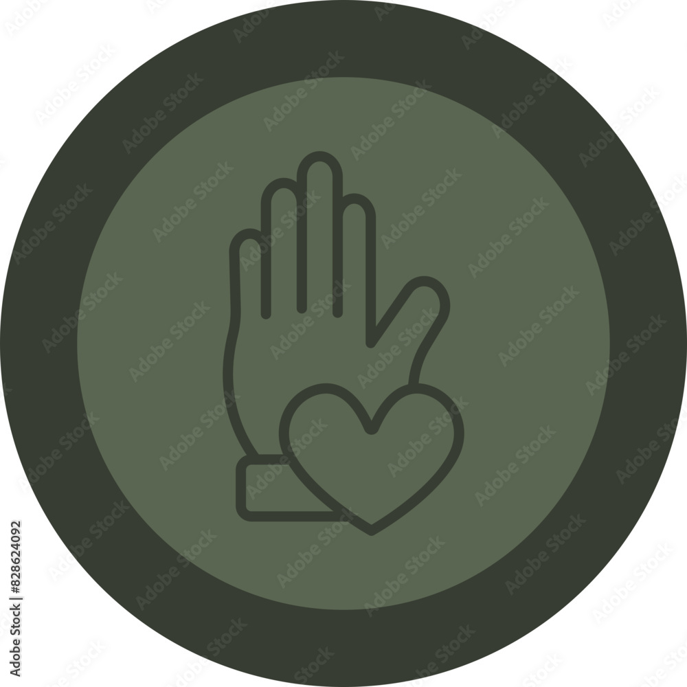 Helping Hand Line Green Circle Icon Helping Hand Line Green Circle Icon