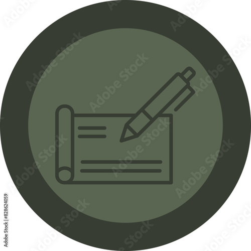 Cheque Line Green Circle Icon