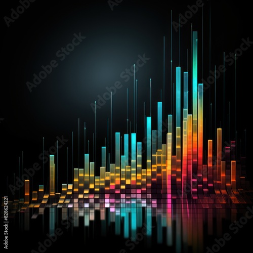 Colorful abstract statistics chart wallpaper background illustration stock market graph going up trend bullish