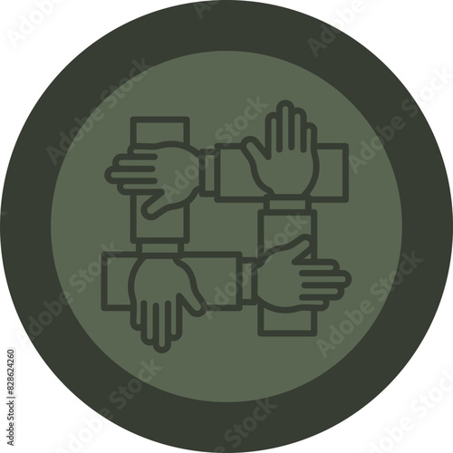 Teamwork Line Green Circle Icon