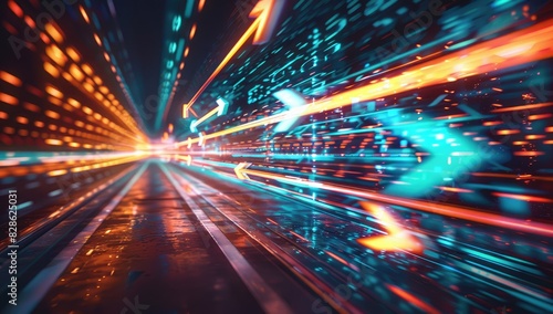 Neon Arrows on Futuristic Digital Path