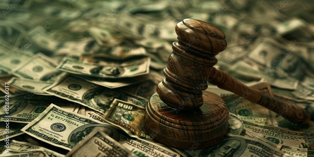 Gavel on pile of dollar bills symbolizing justice and financial decisions in a legal context
Gavel on pile of dollar bills symbolizing justice and financial decisions in a legal context