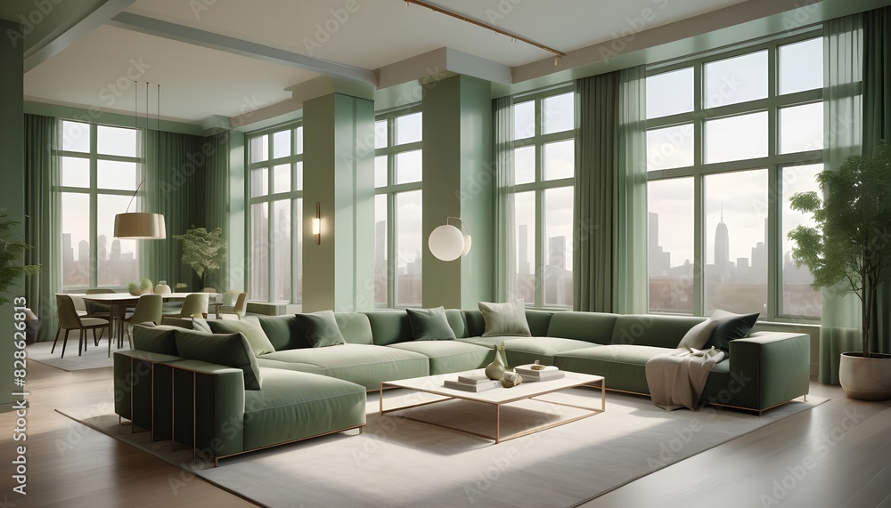 Fototapeta premium Photo interior modern design room 3D illustration